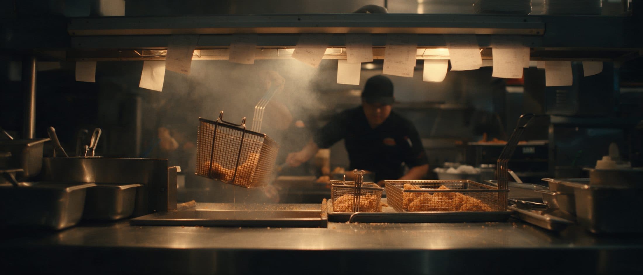 Cozinha de restaurante em plena operação